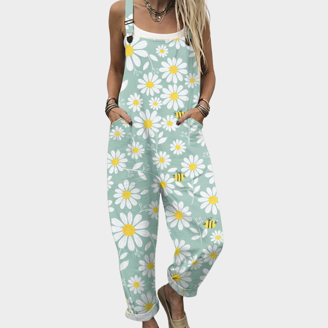 Light blue with floral pattern / 5XL